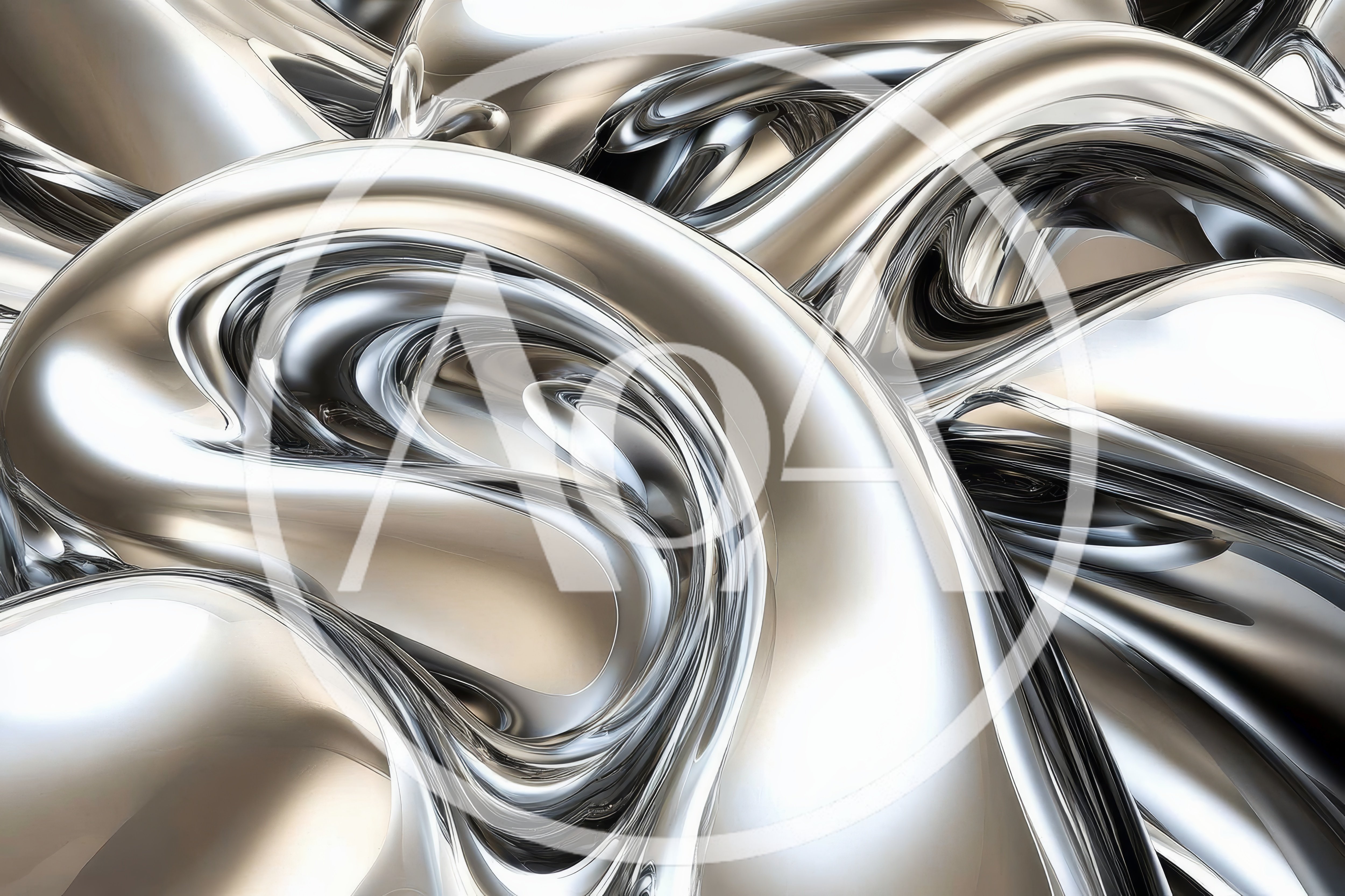 Abstract Liquid Chrome Metal Flowing Background