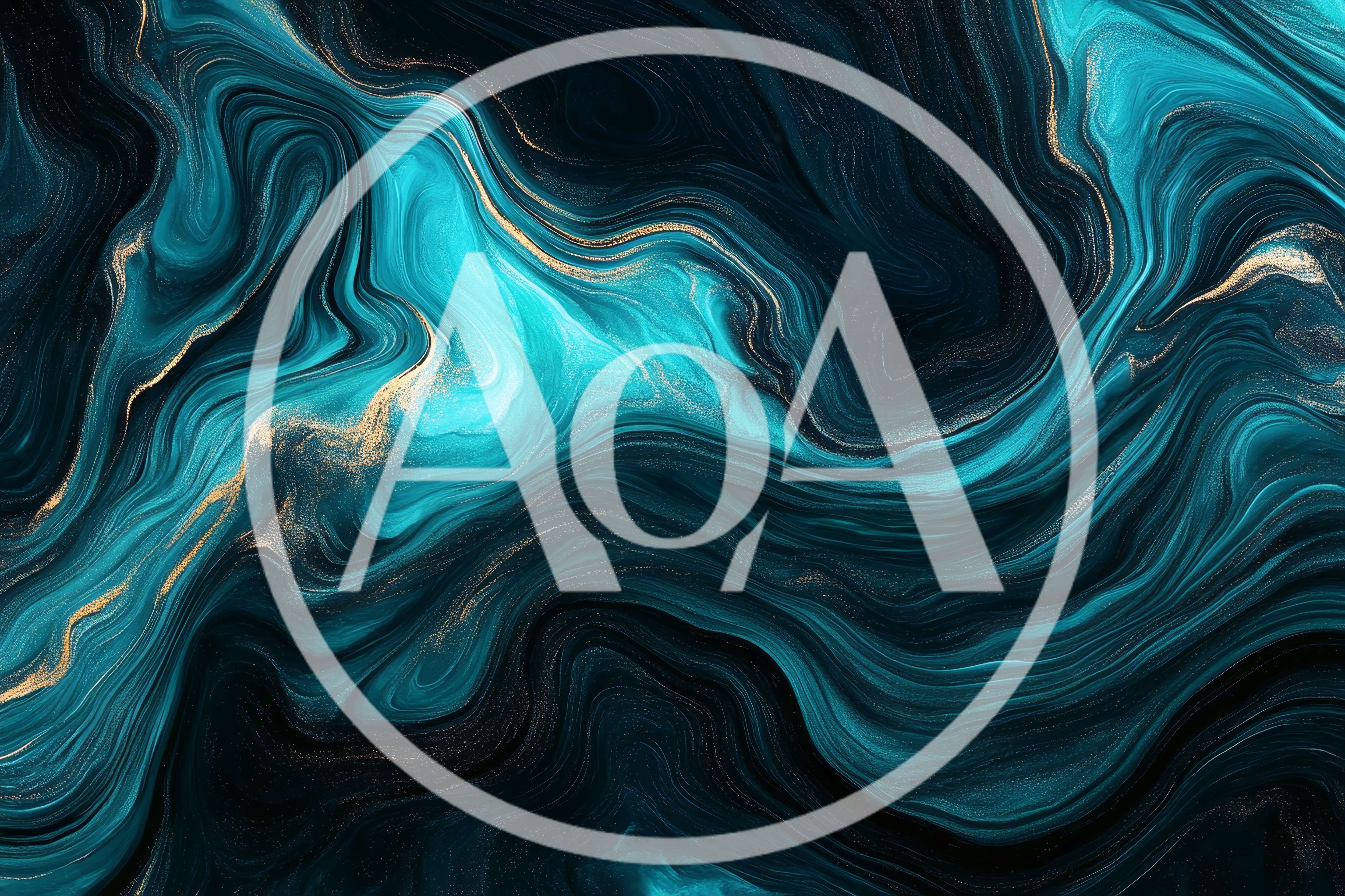 Abstract Teal And Gold Marble Fluid Texture