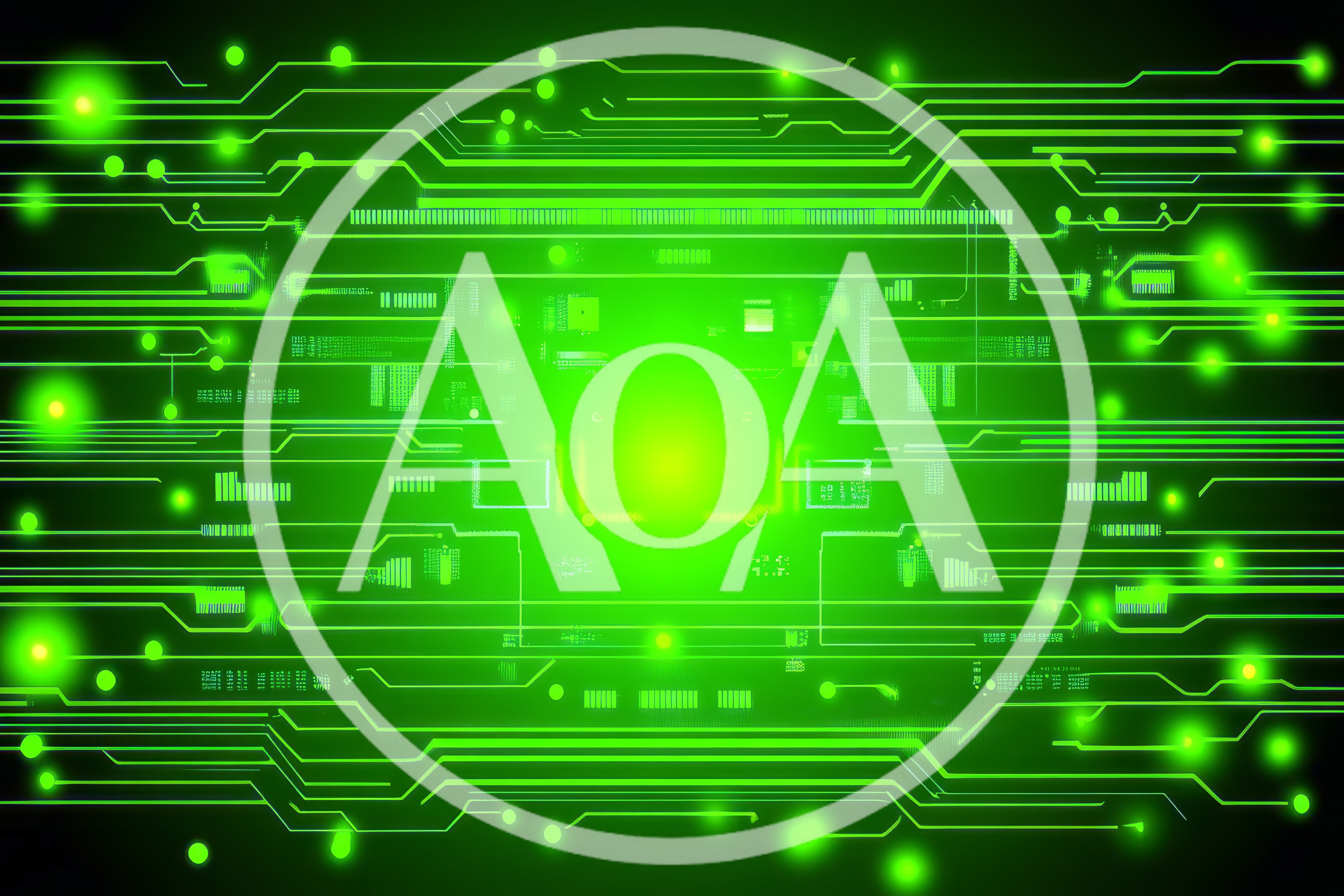 Digital Circuit Board Background With Glowing Green Data Lines