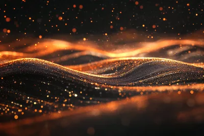 Abstract Golden Particle Waves Flowing In Dark Space