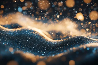 Abstract Blue And Gold Glittering Wave Background