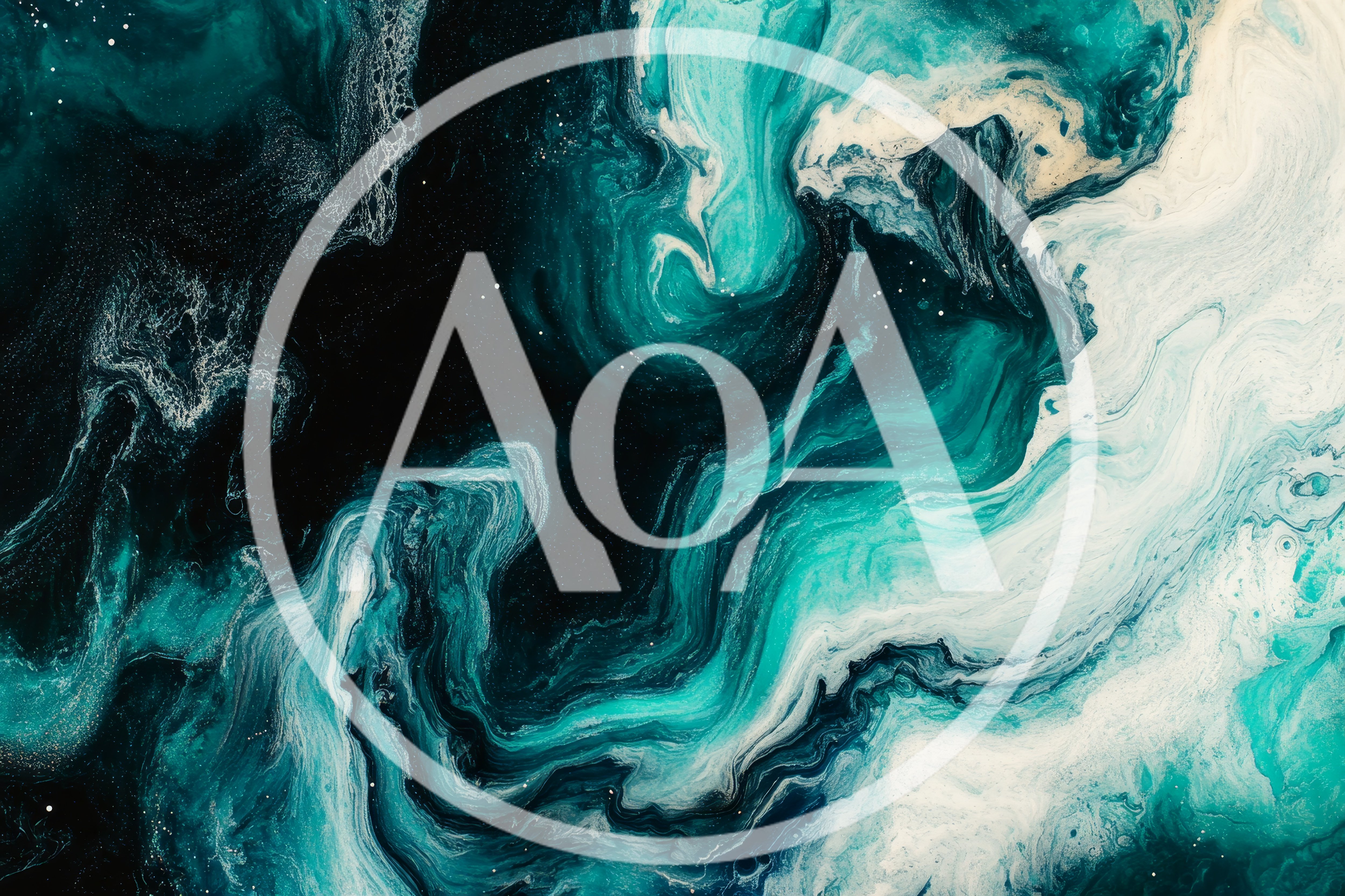 Abstract Fluid Acrylic Pour Painting With Teal And Black