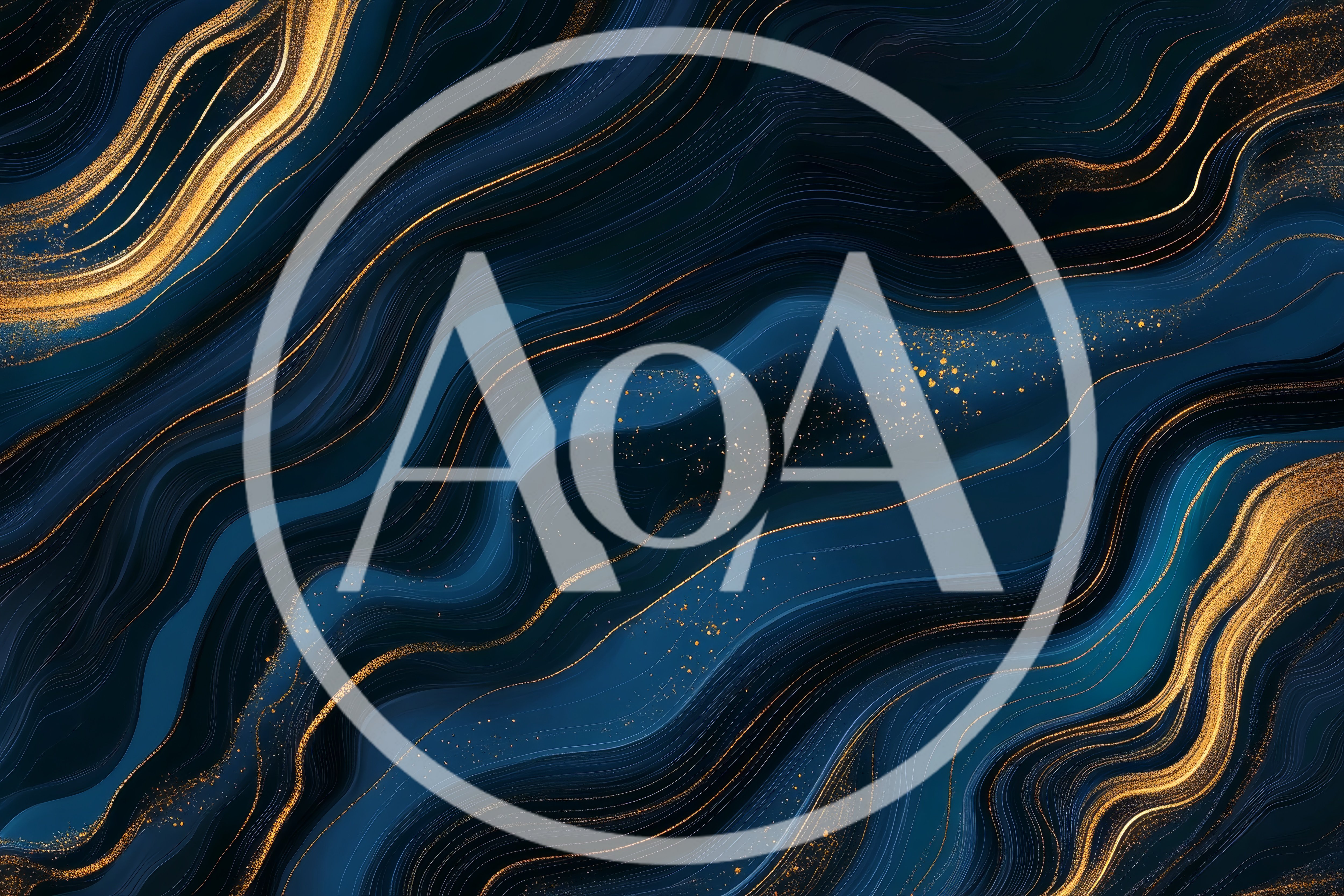Abstract Dark Blue And Gold Wavy Marble Texture
