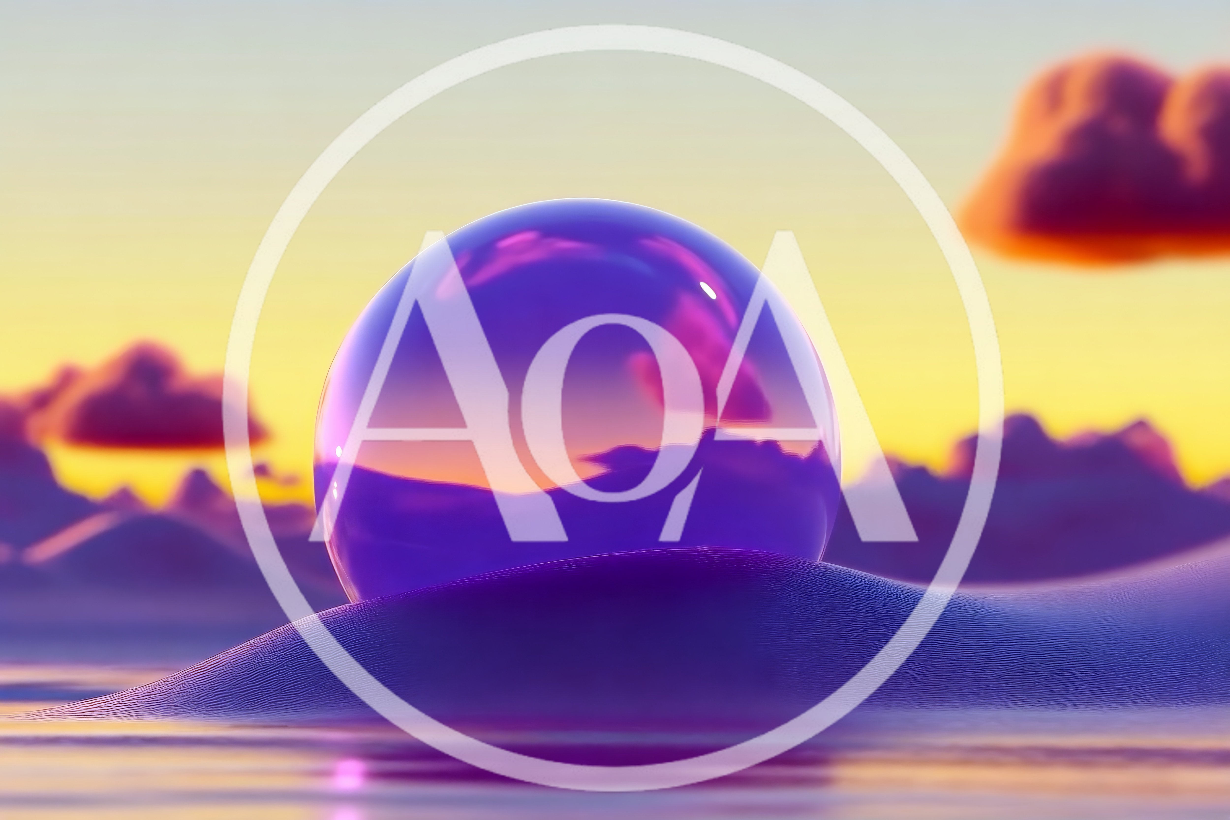 Surreal Purple Glass Sphere In A Dreamy Landscape