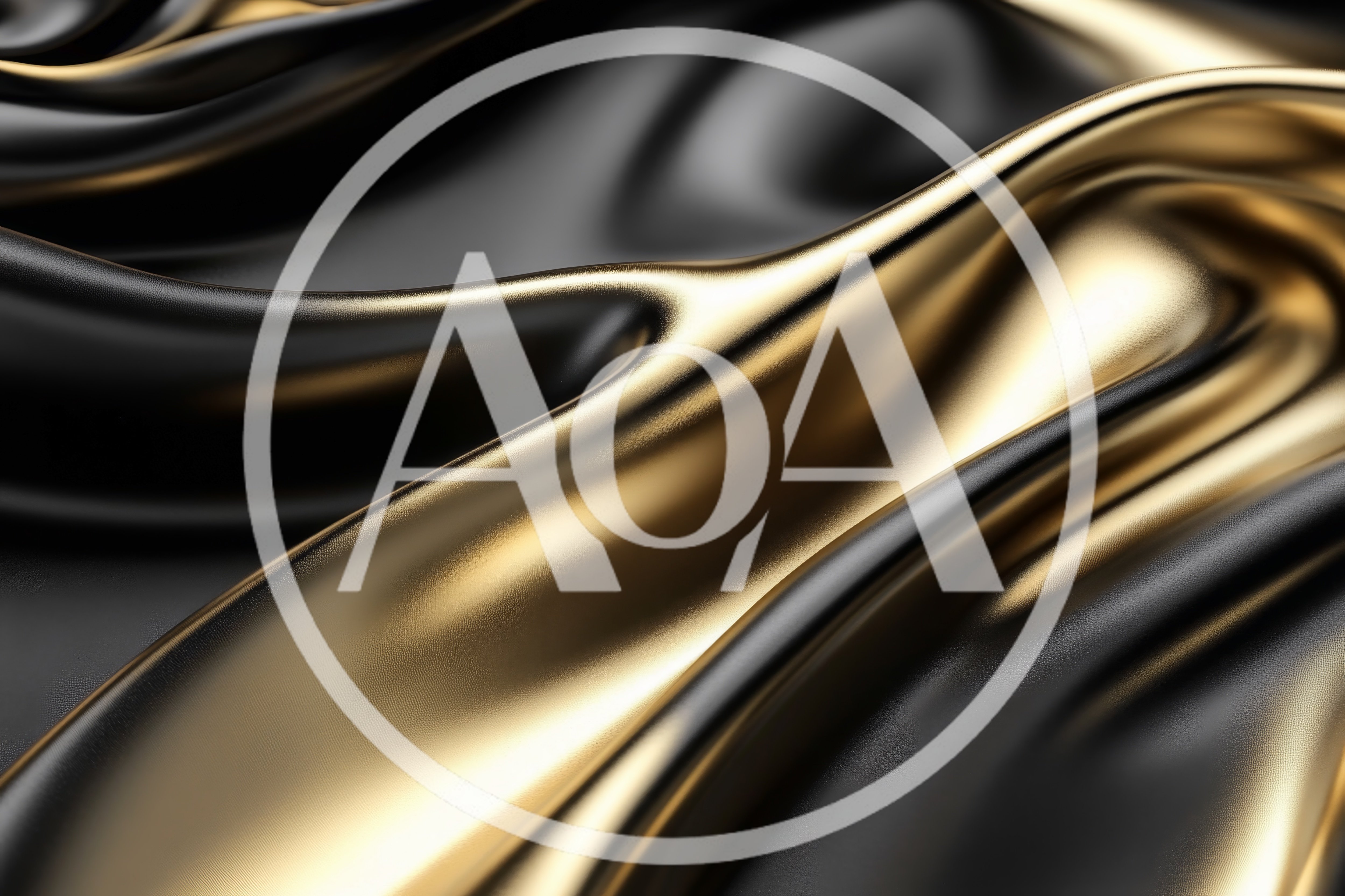 Abstract Flowing Black And Gold Silk Fabric