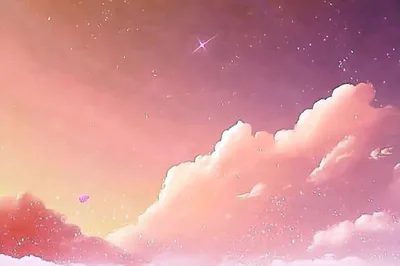 Dreamy Pastel Sunset Sky With Fluffy Clouds
