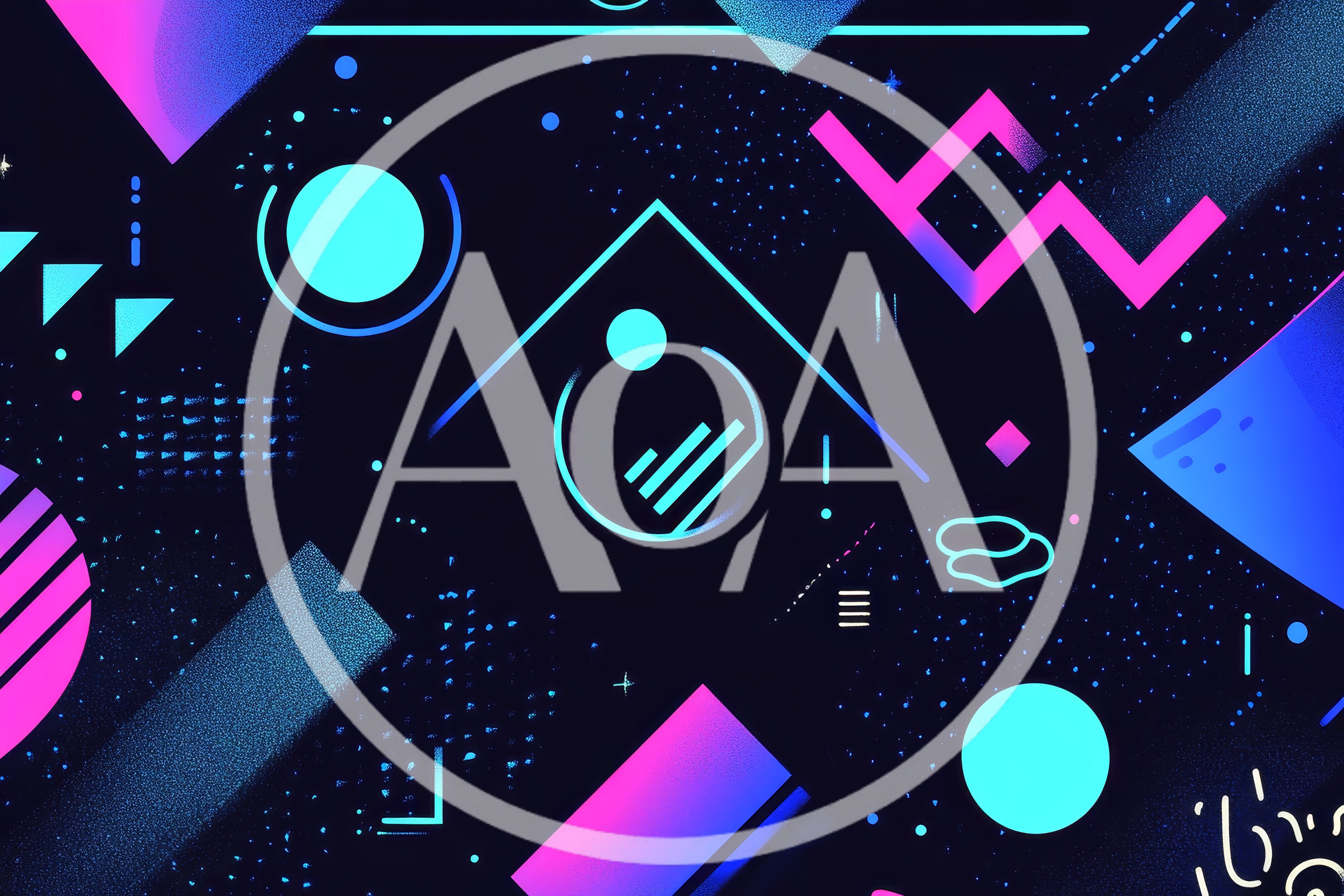Abstract Memphis Style Geometric Background With Neon Shapes