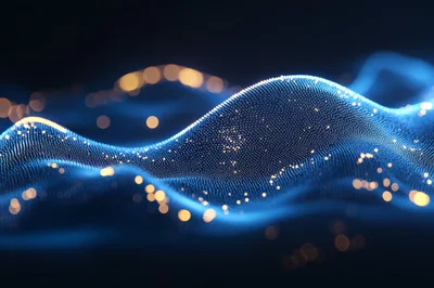 Abstract Digital Wave Form With Glowing Particles
