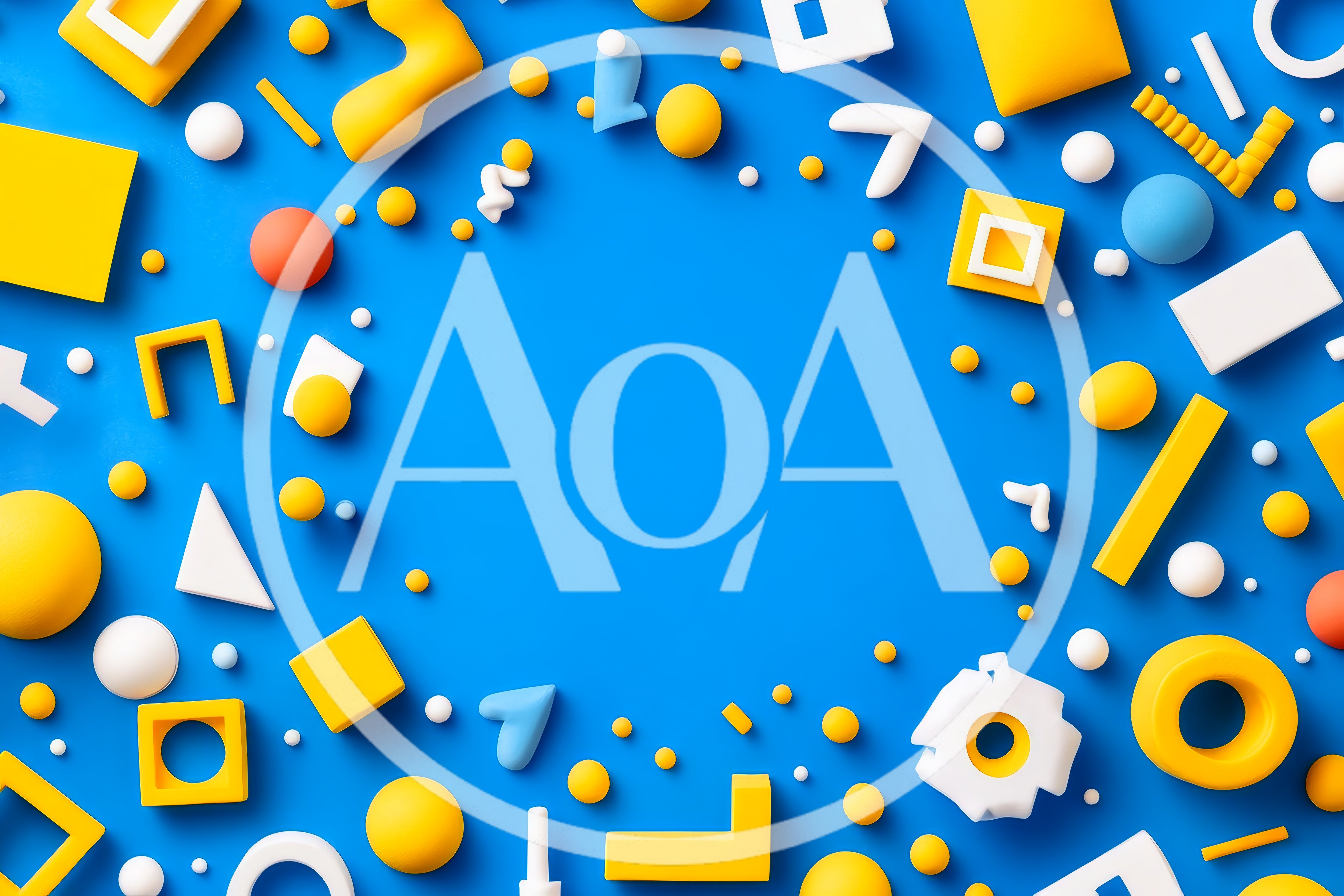 Abstract 3D Geometric Shapes on Blue Background