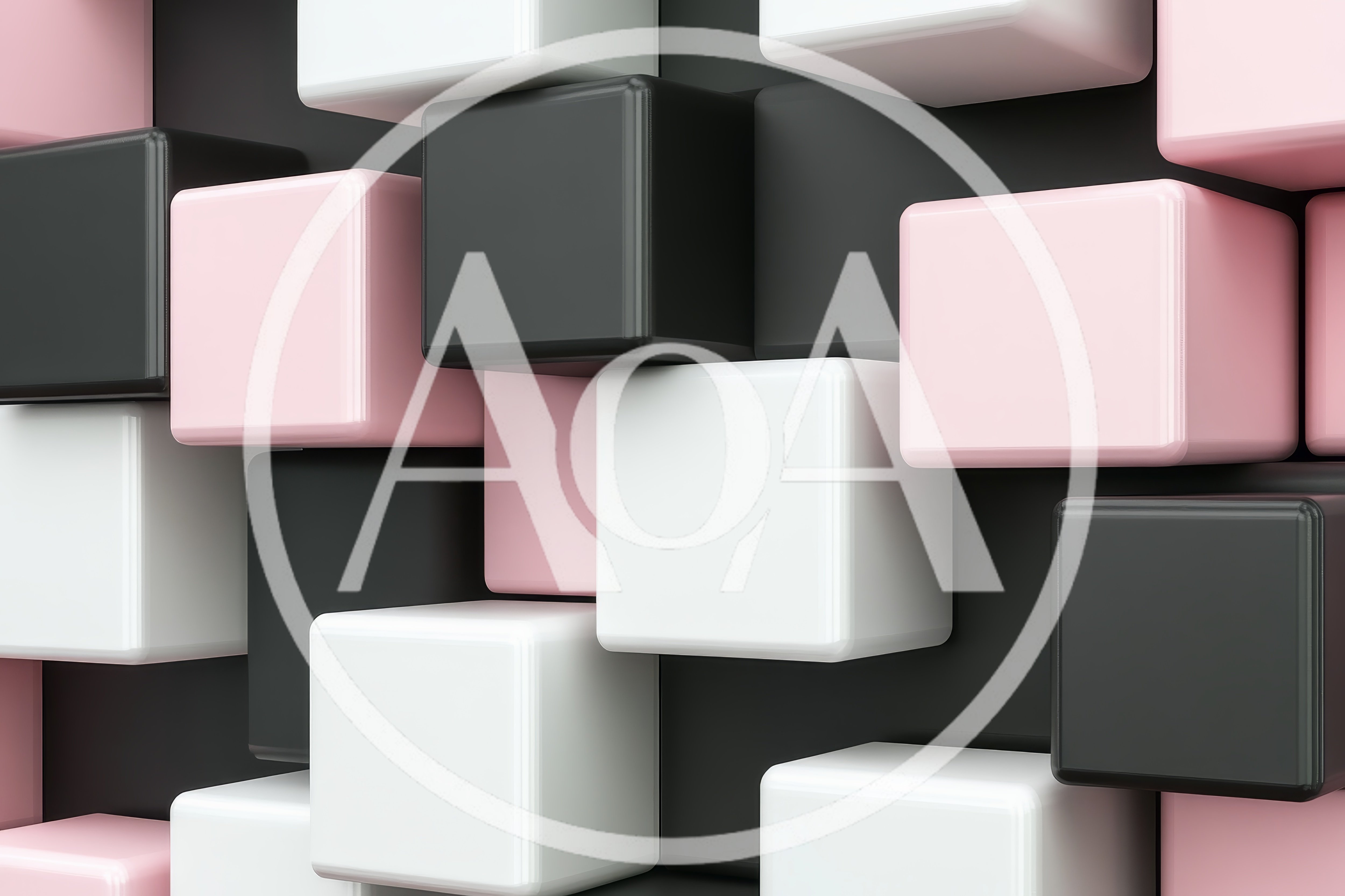 Abstract 3D Background With Floating Pink White And Black Cubes