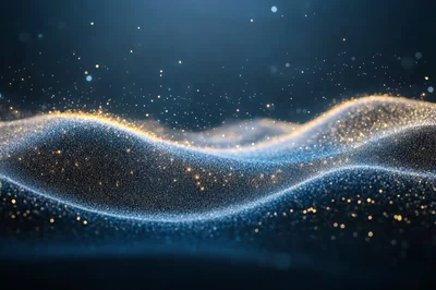 Abstract Blue And Gold Glittering Wave Background