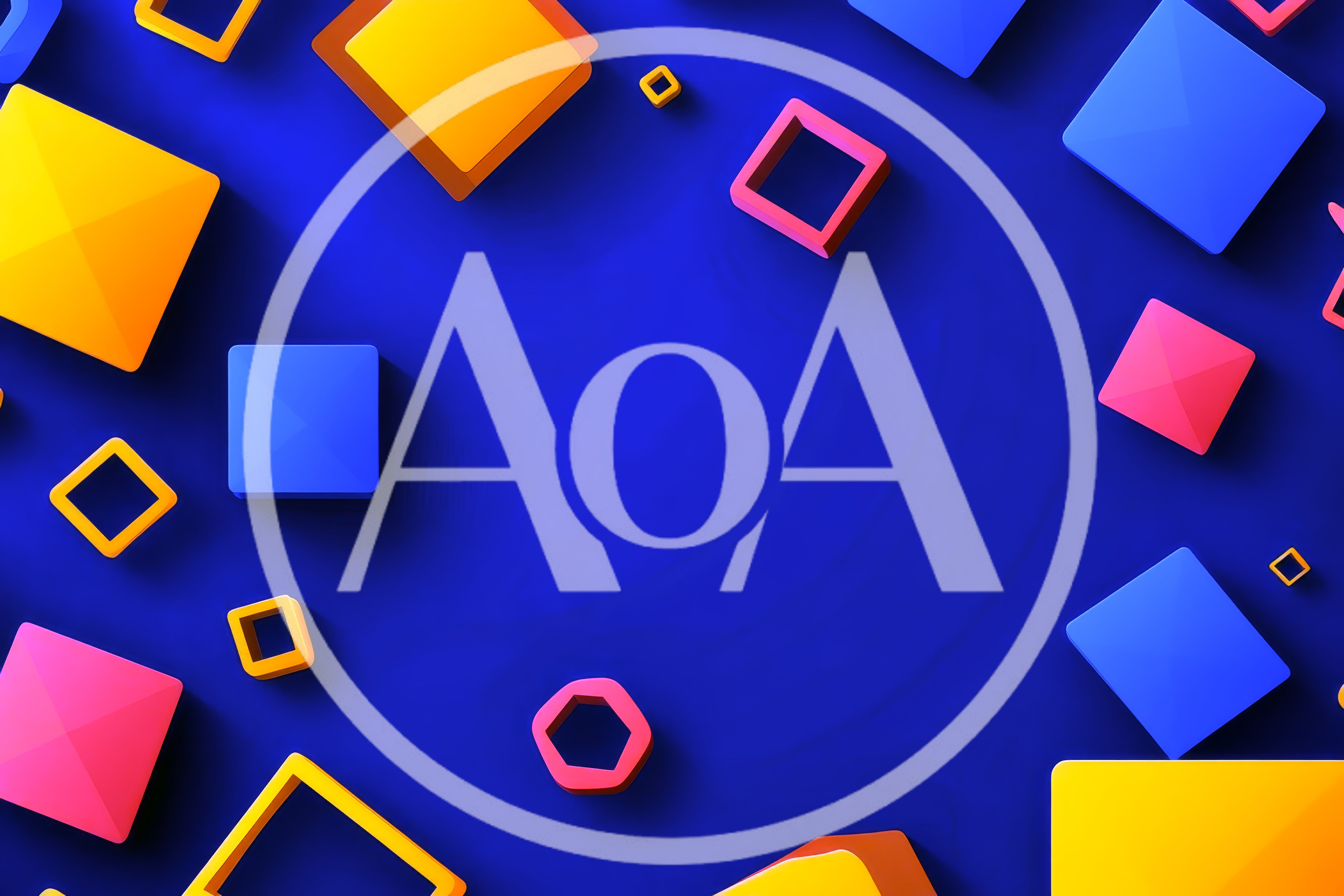 Abstract 3D Geometric Shapes Floating on Blue Background
