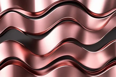 Abstract Wavy Metallic Rose Gold Background