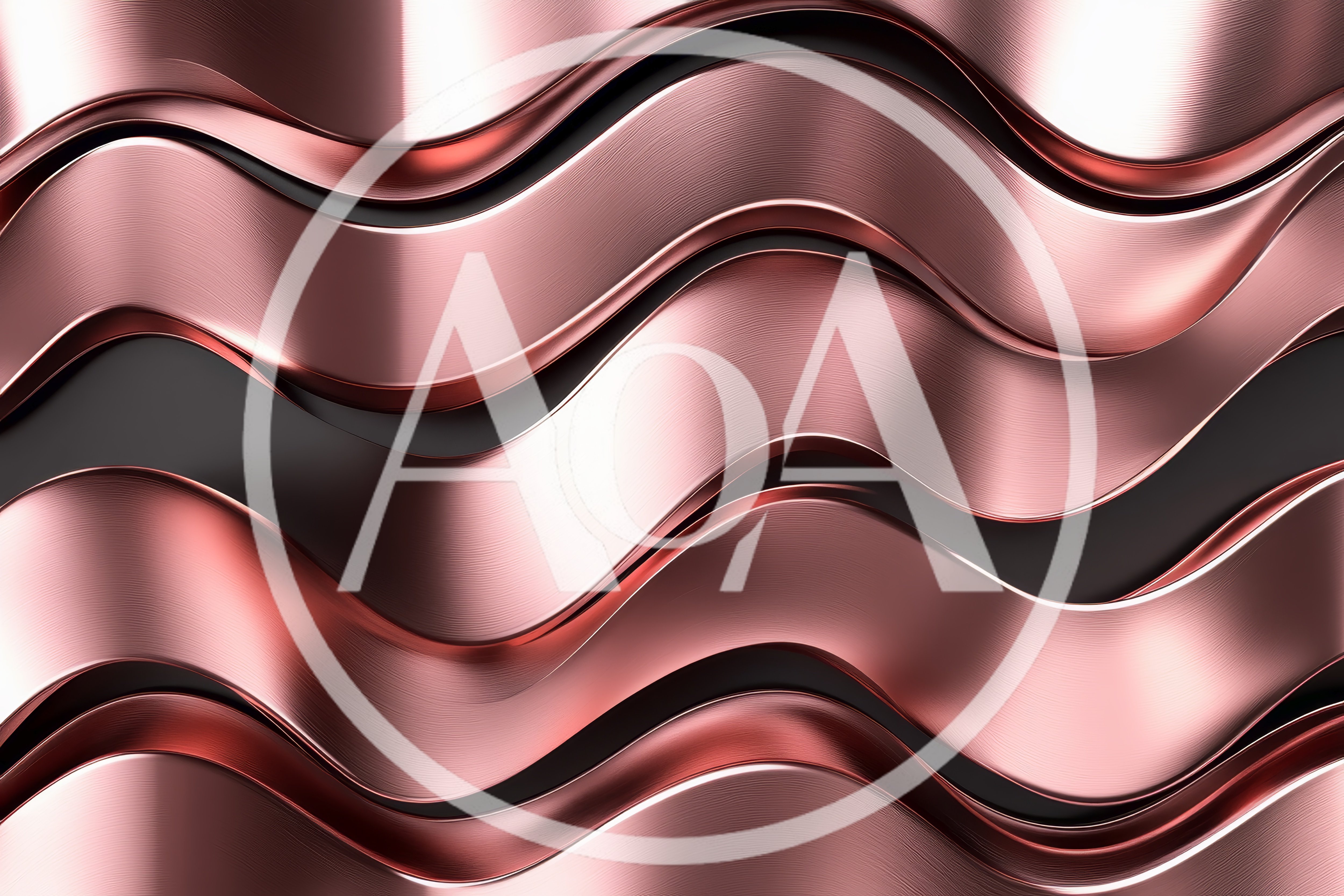 Abstract Wavy Metallic Rose Gold Background