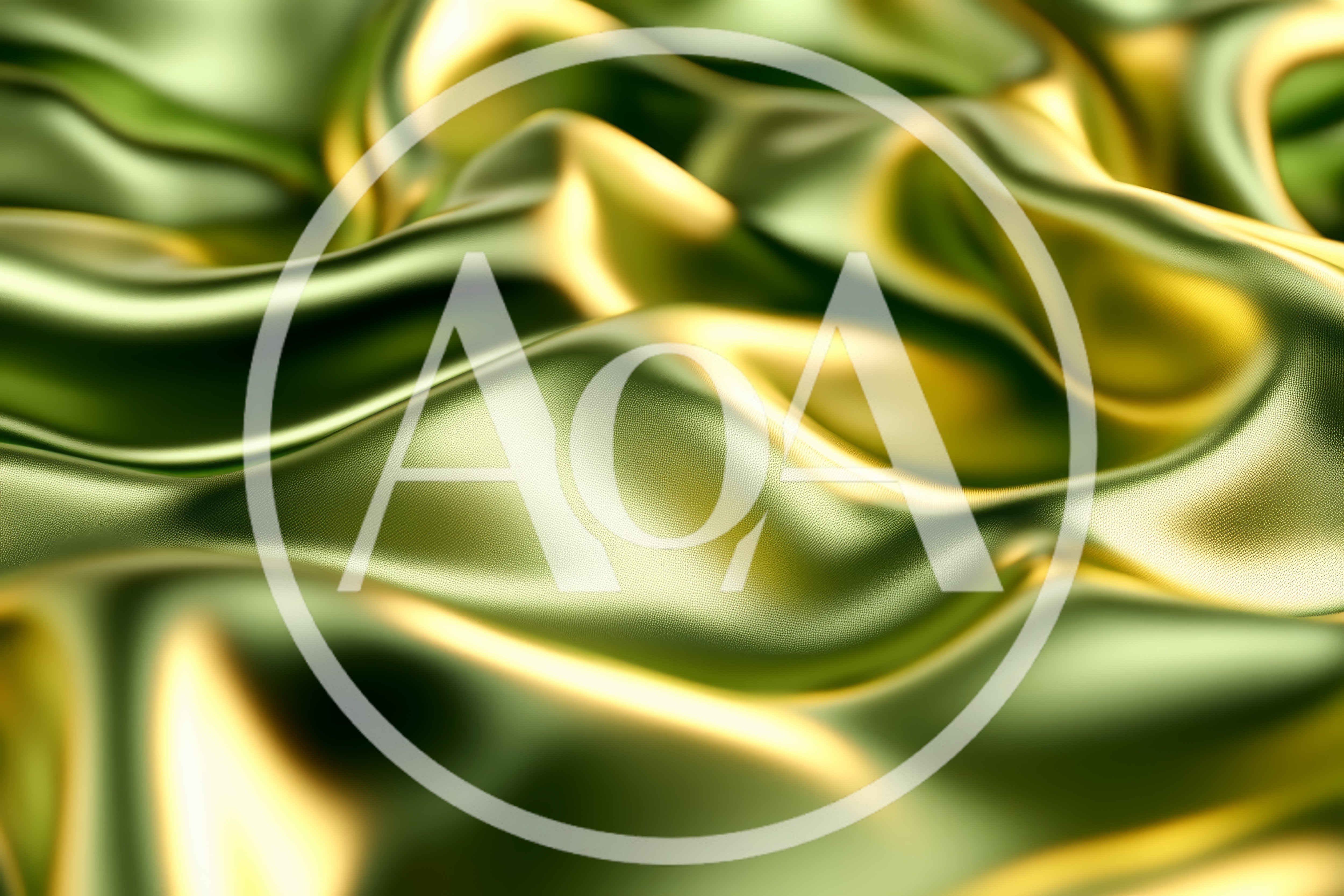 Abstract Green And Gold Satin Fabric Waves