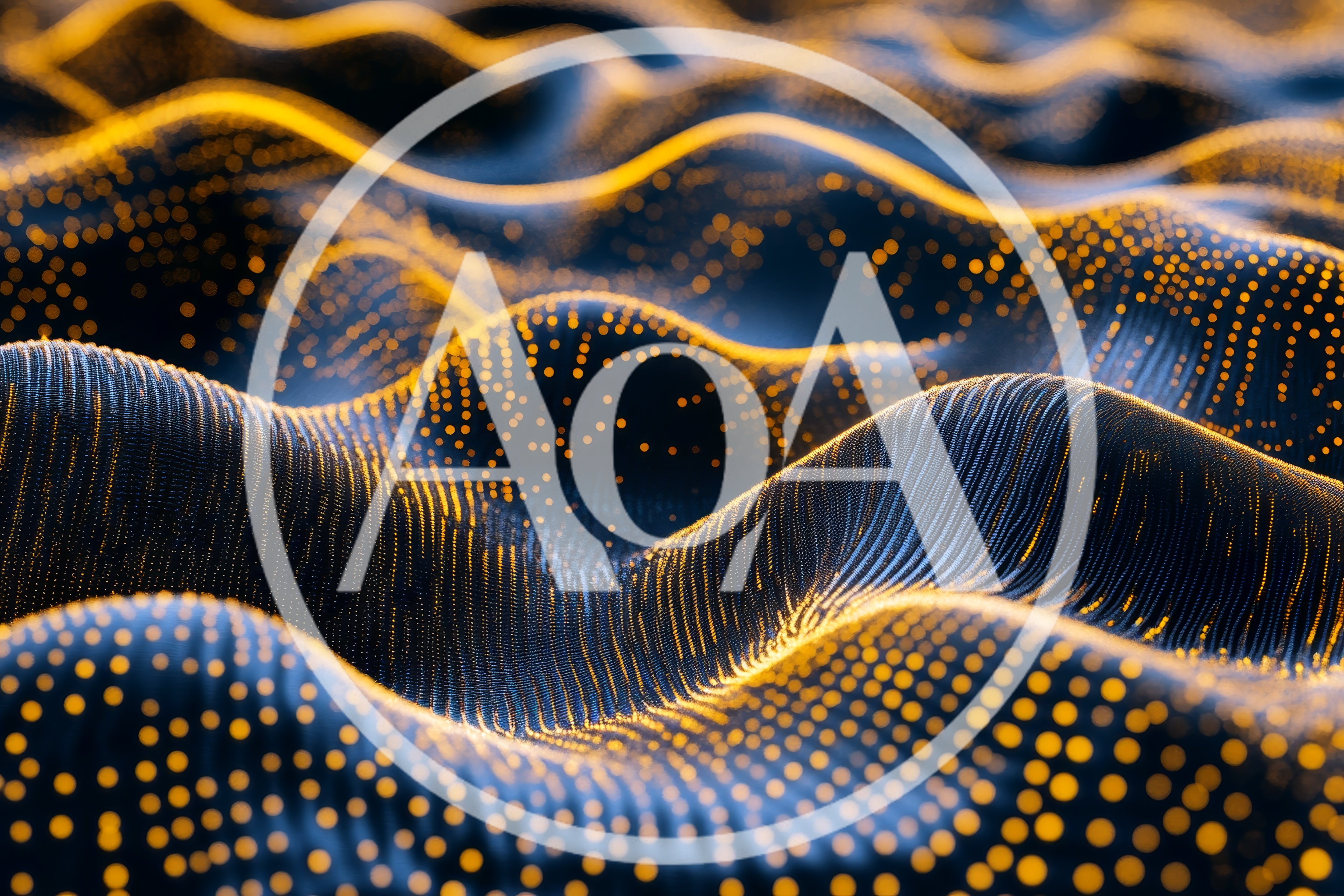 Abstract Digital Wave Surface With Glowing Particles