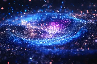 Abstract Blue And Purple Cosmic Particle Swirl