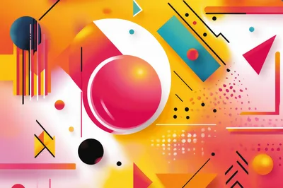 Abstract Memphis Style Geometric Graphic Design Background