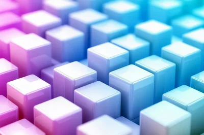 Abstract 3D Rendered Gradient Cubes Background