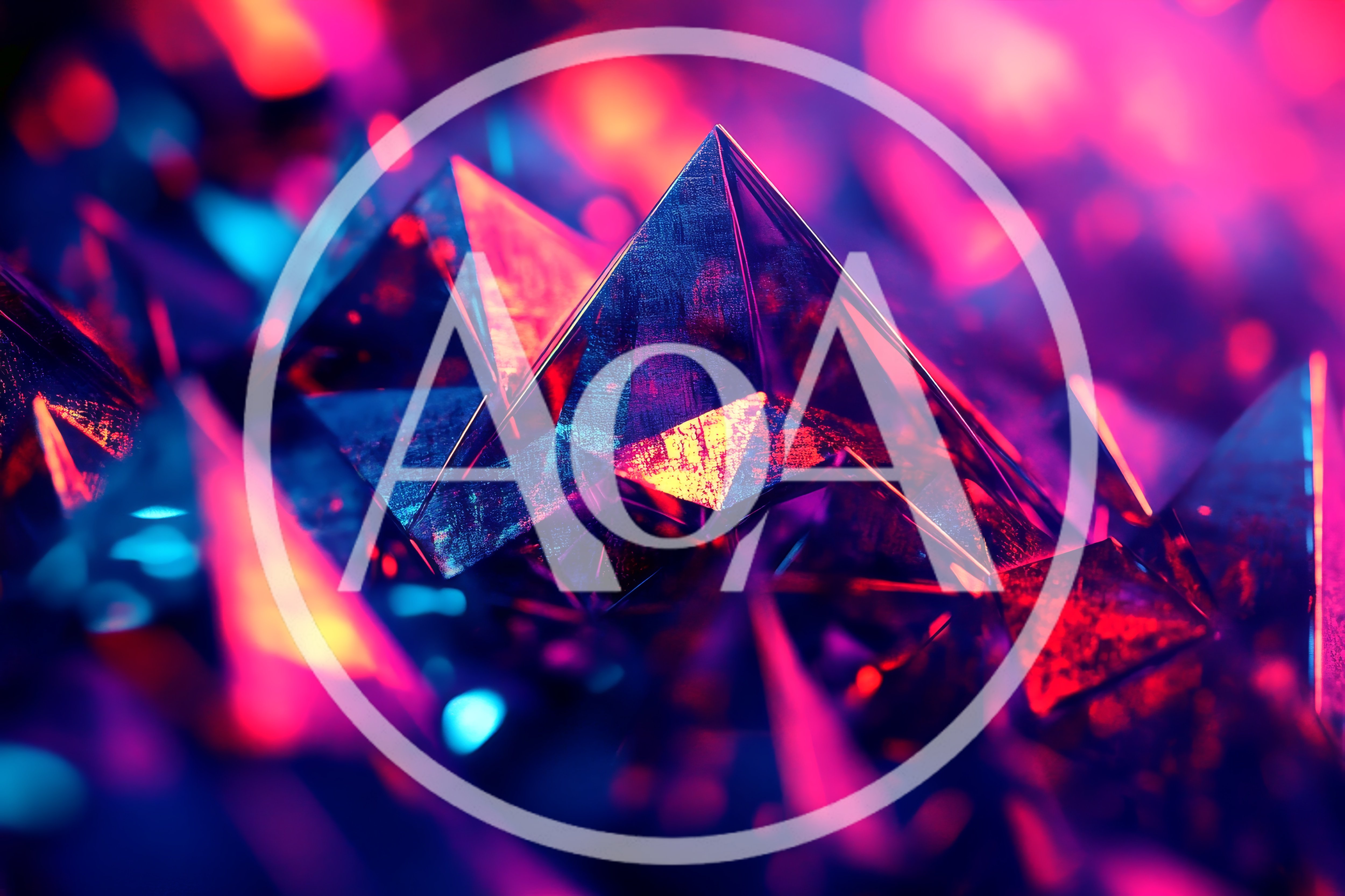 Abstract Geometric Crystal Structures With Neon Lighting