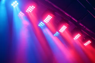 Stage Lighting Rig With Colorful Beams