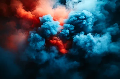 Abstract Clouds Of Red And Blue Smoke