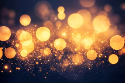 Golden Bokeh Lights With Floating Glitter Particles