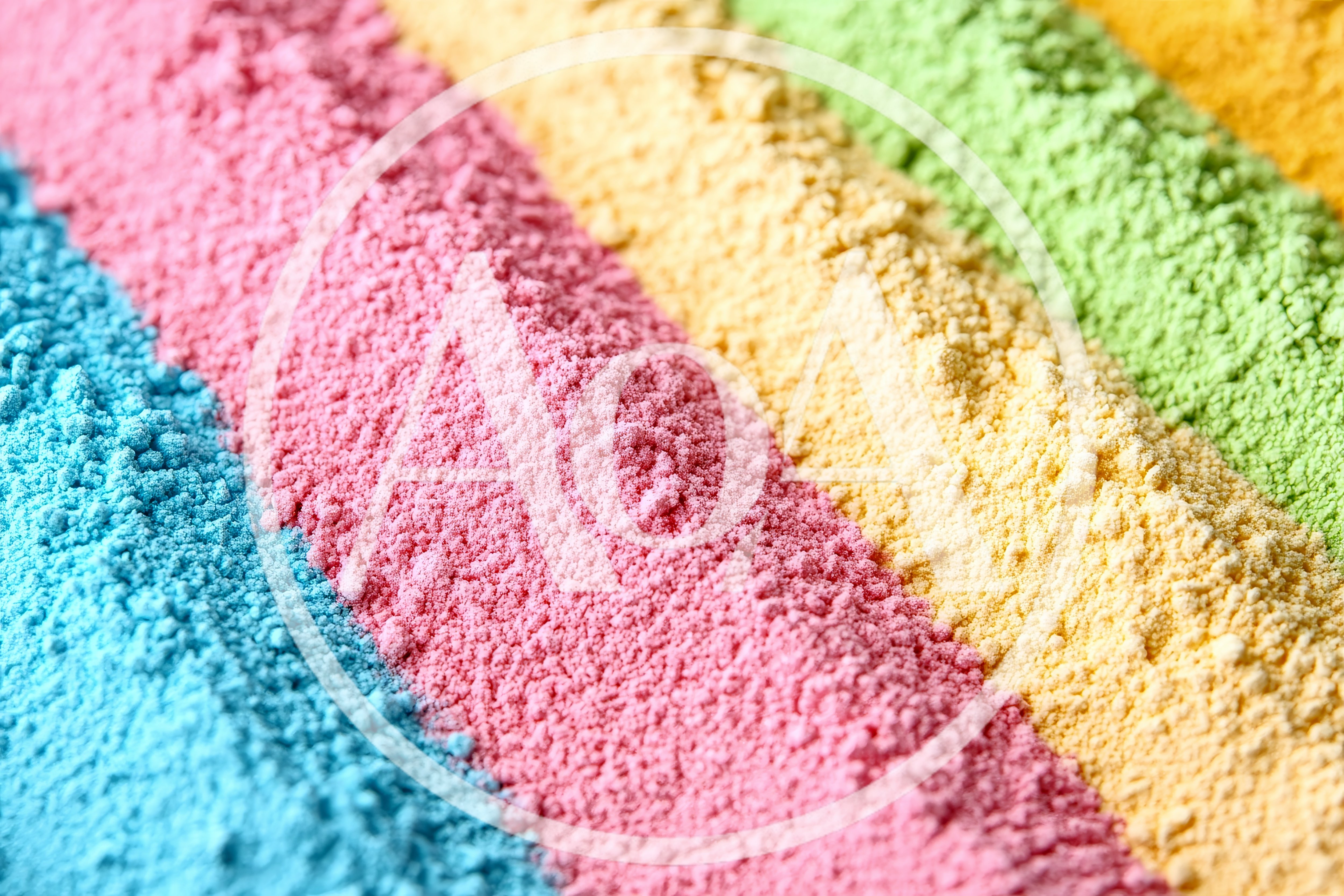 Diagonal Rows of Vibrant Colored Holi Powder