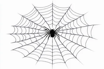 Black Spider Sitting In The Center Of A Web