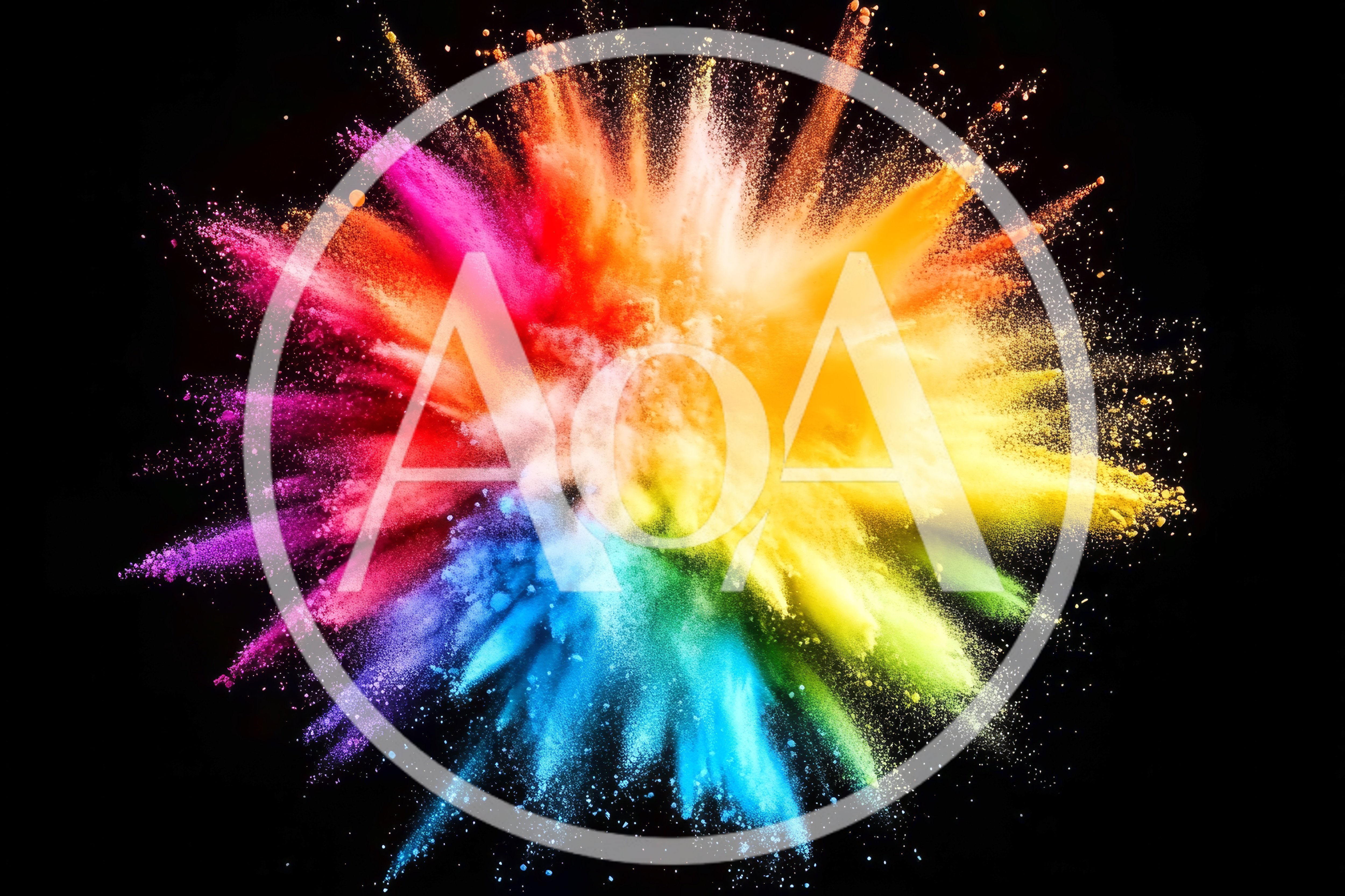 Vibrant Multi-Colored Powder Explosion Against Black Background