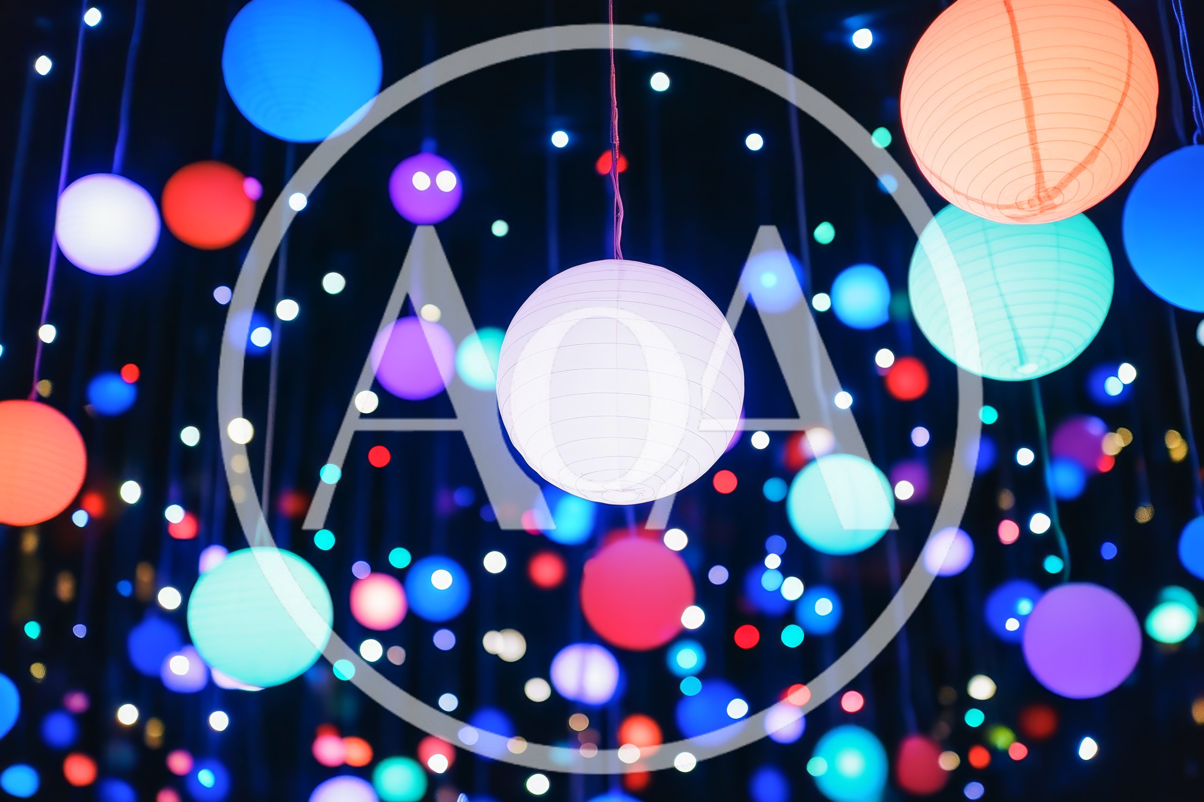 Colorful Hanging Paper Lanterns In Dark Room