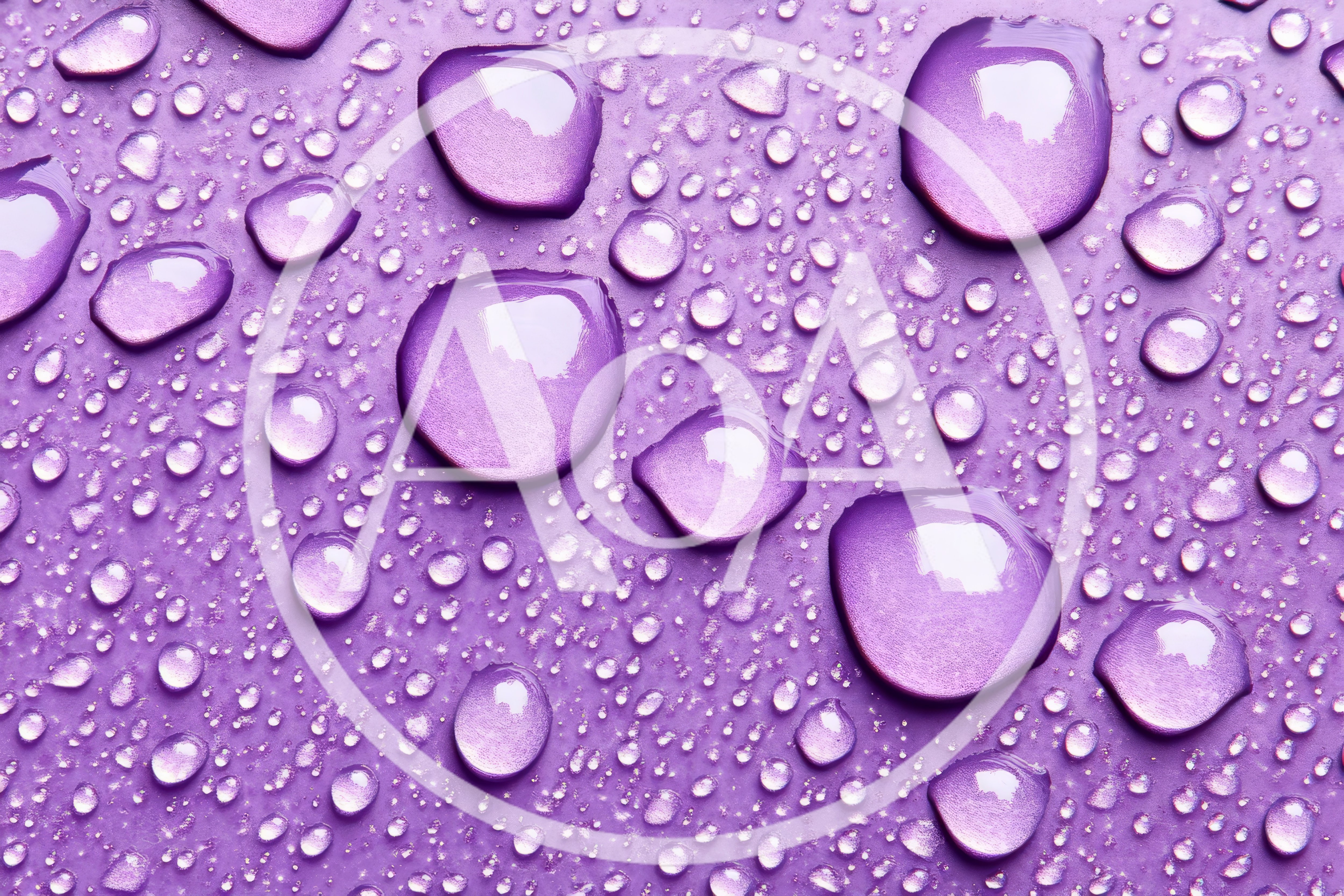 Water Droplets on a Purple Surface