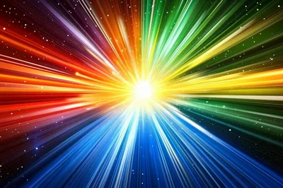 Abstract Rainbow Light Burst With Radial Motion Blur