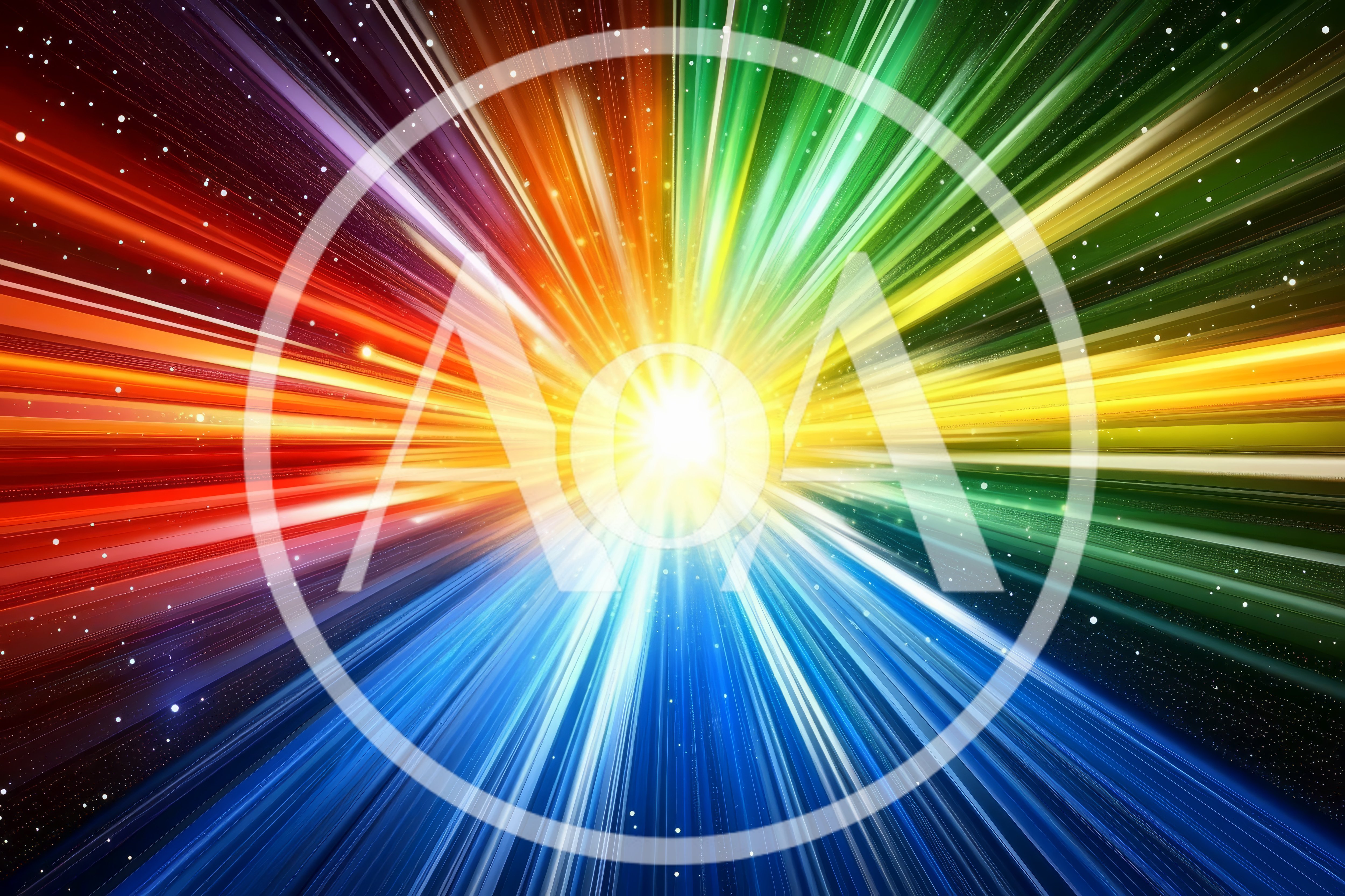 Abstract Rainbow Light Burst With Radial Motion Blur