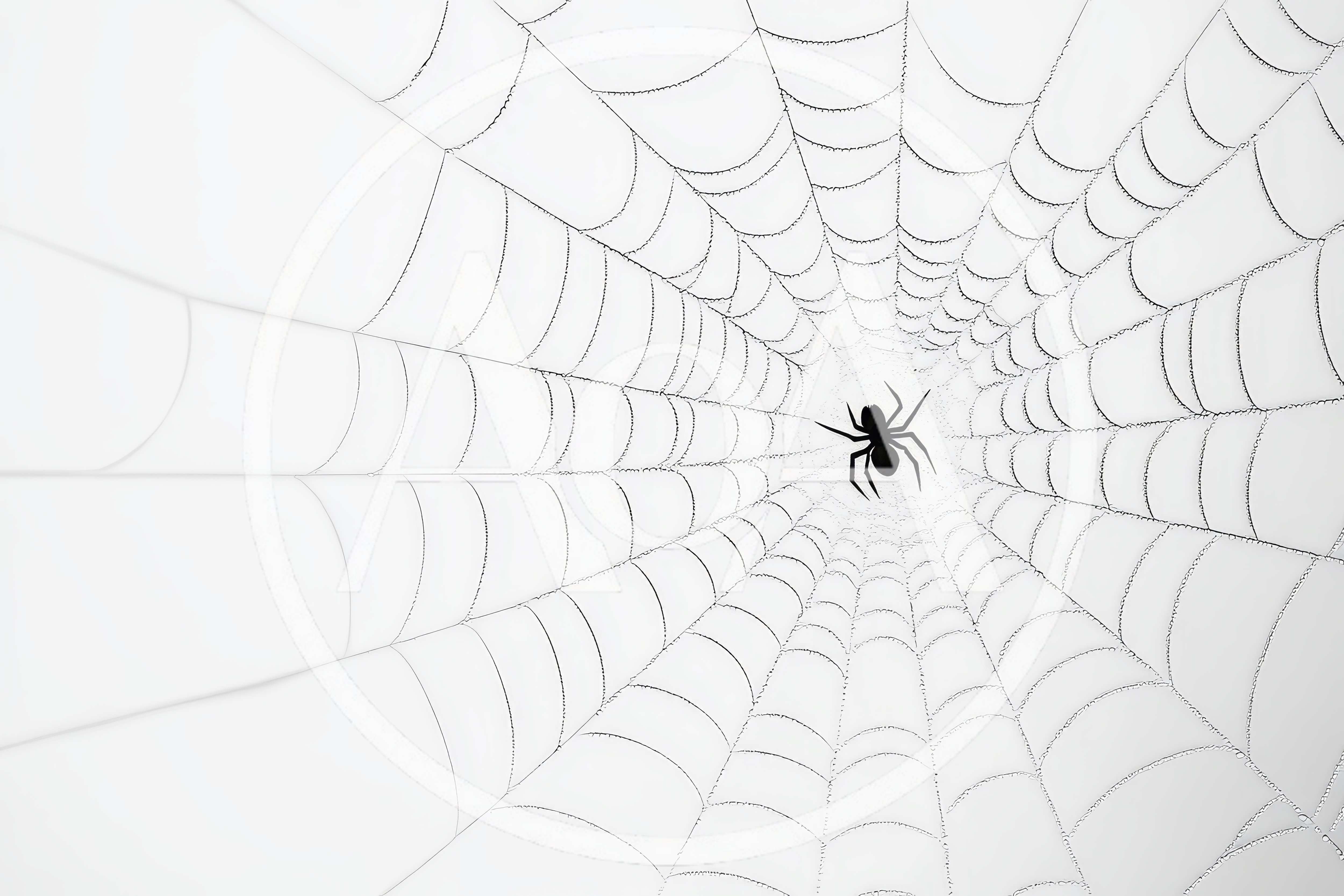 Black Spider Sitting In The Center Of A Web