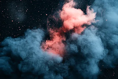 Abstract Explosion Of Pink And Blue Colored Powder
