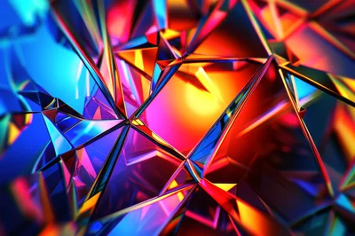 Abstract Geometric Crystal Structure With Vibrant Light Refractions