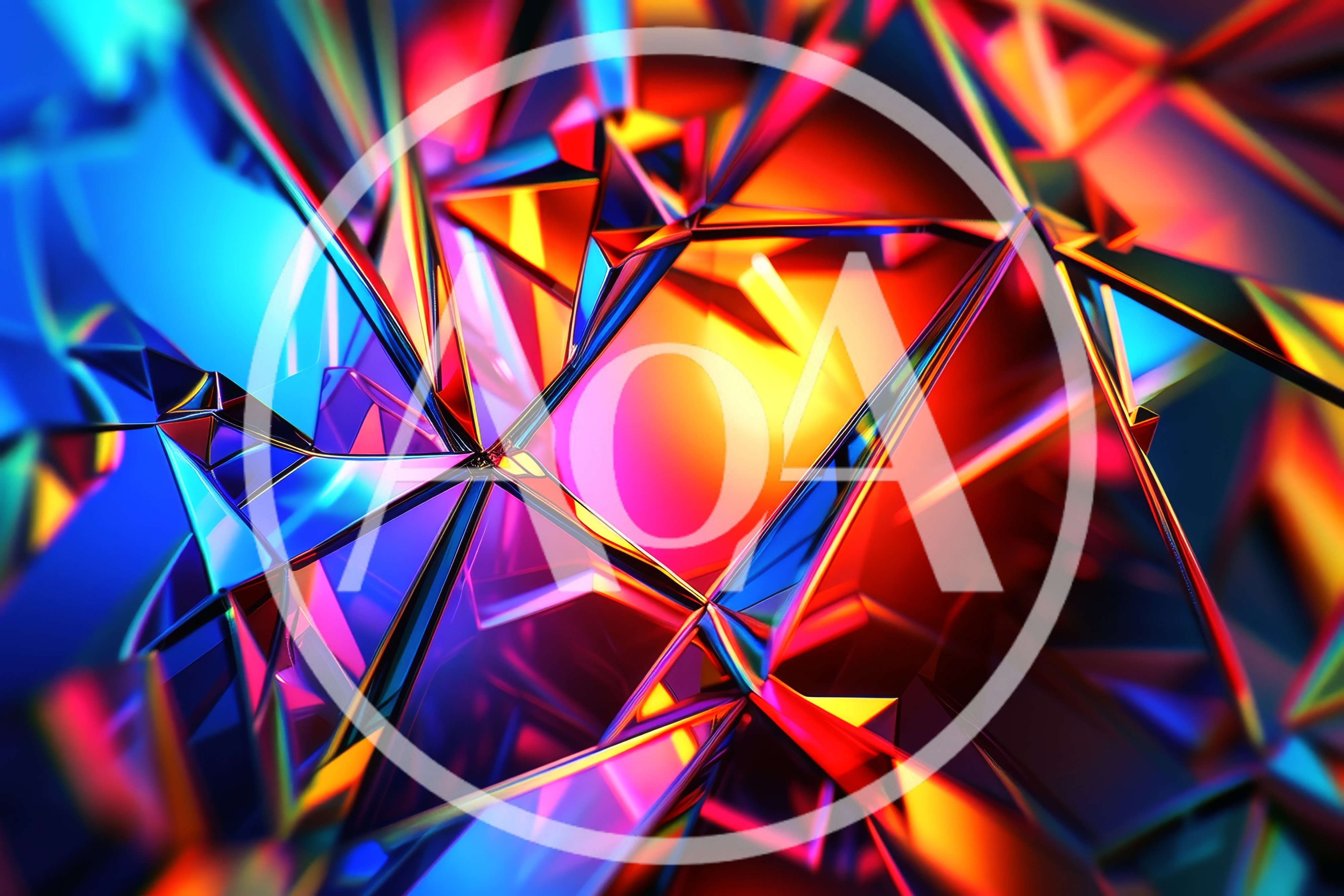 Abstract Geometric Crystal Structure With Vibrant Light Refractions
