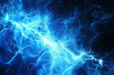 Intense Blue Electric Lightning Discharge Background