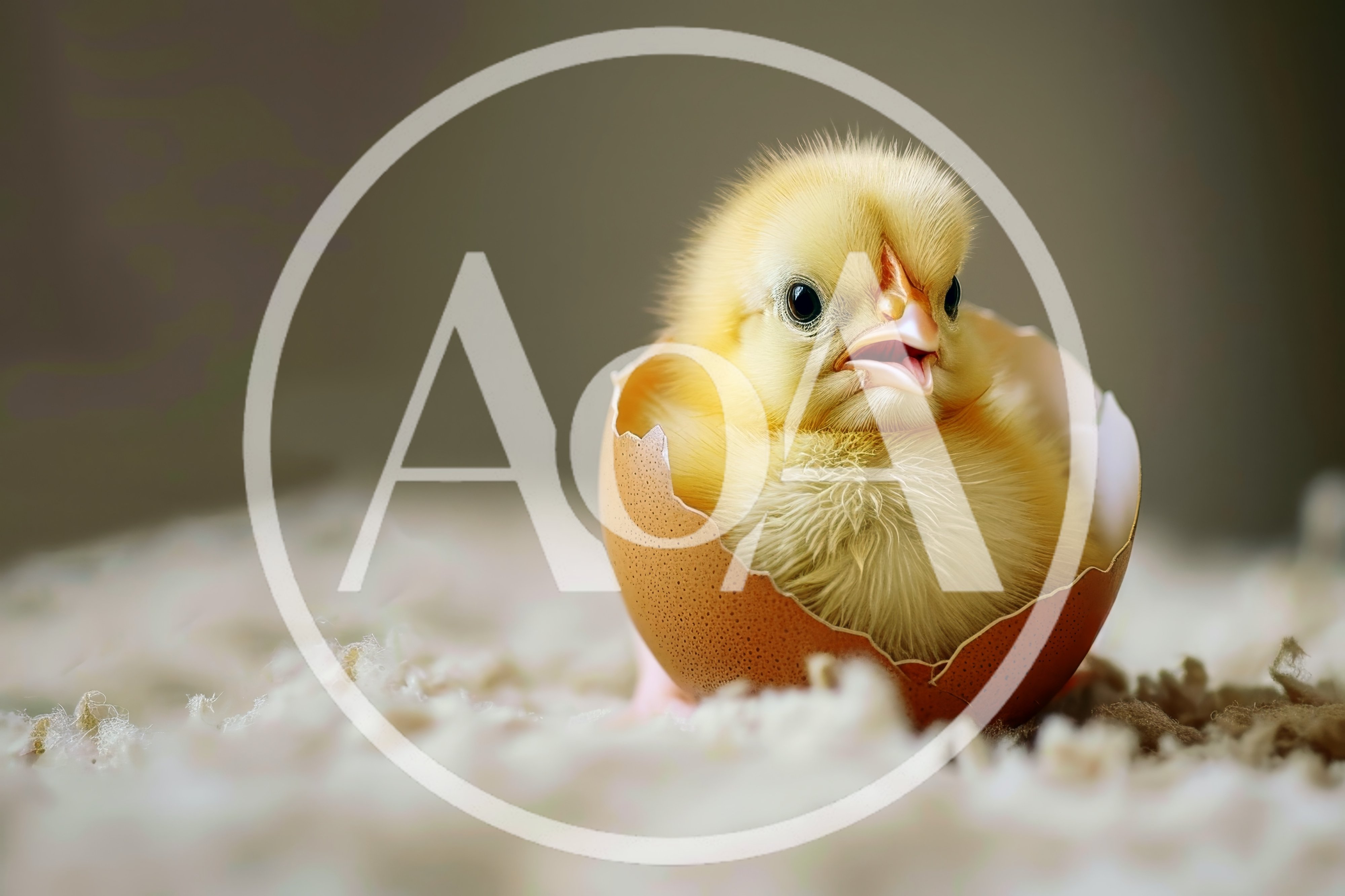 Fluffy Yellow Chick Hatching From A Brown Egg