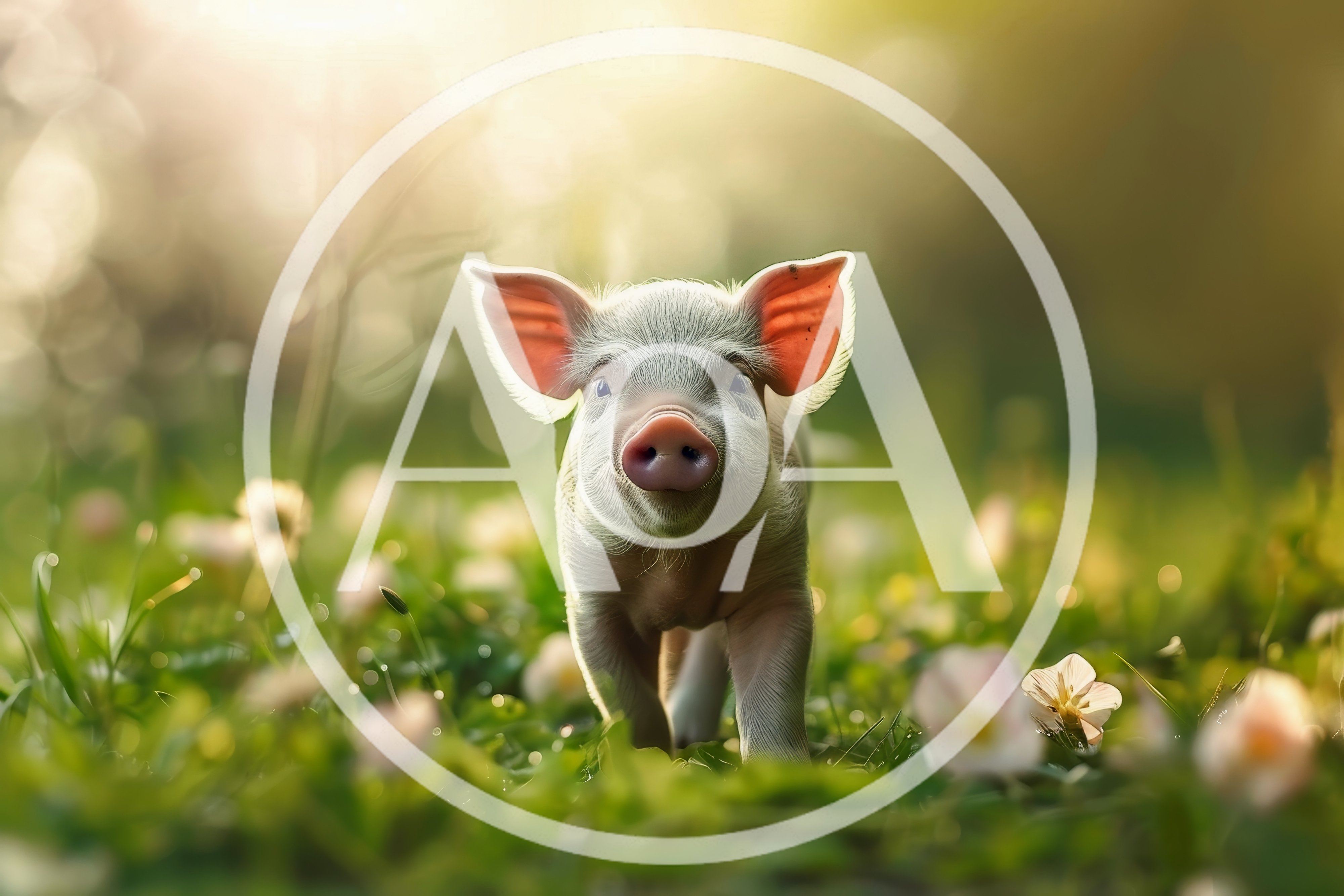 Adorable Piglet Walking Through A Sunny Meadow