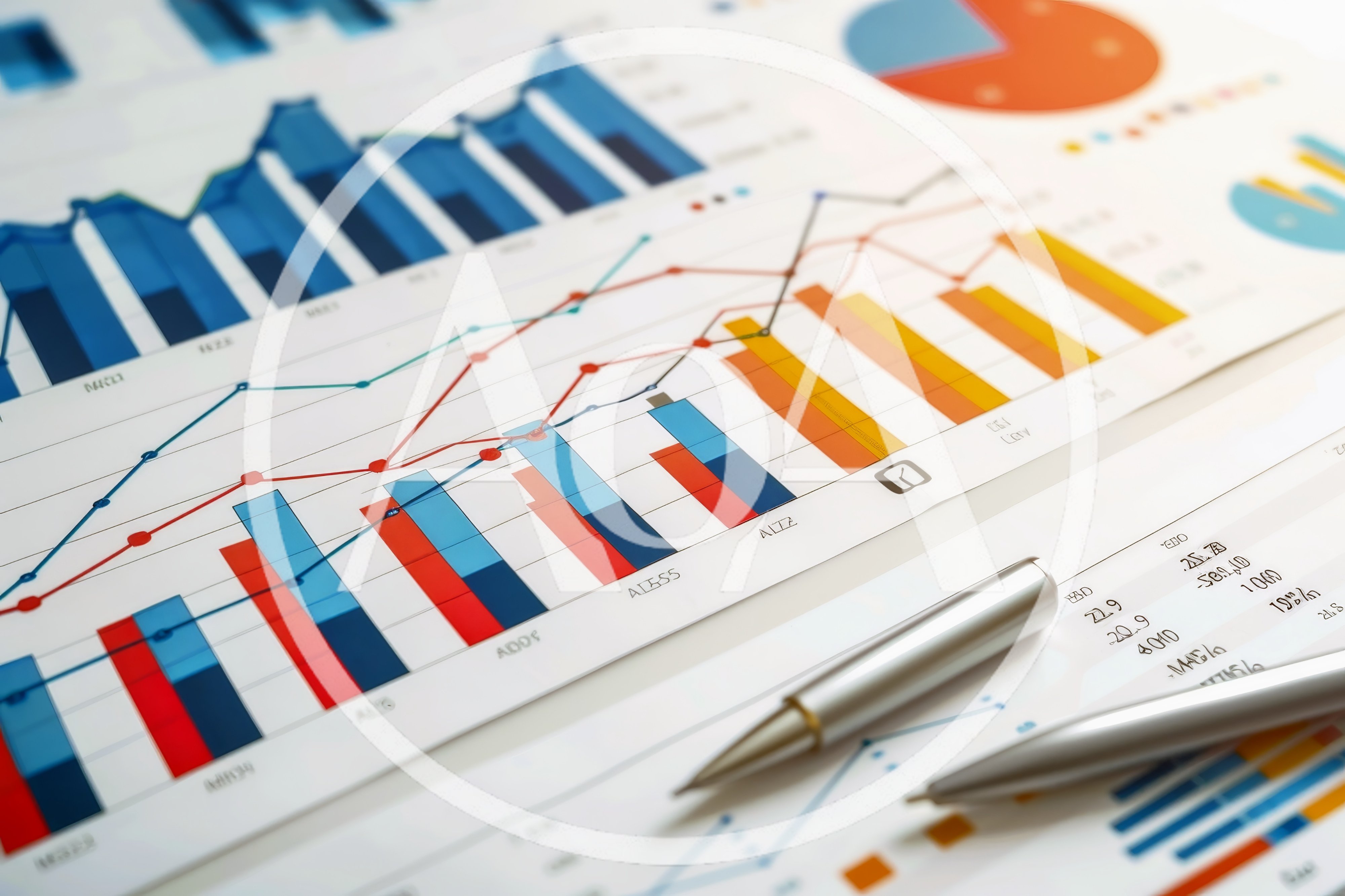 Financial Analysis Charts With Pens On Desk