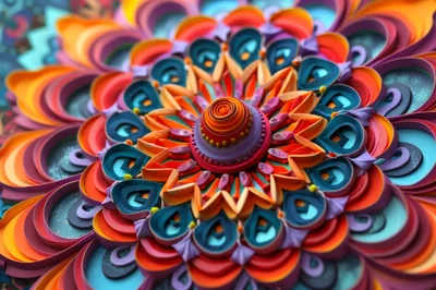 Intricate Paper Quilling Mandala Art Design