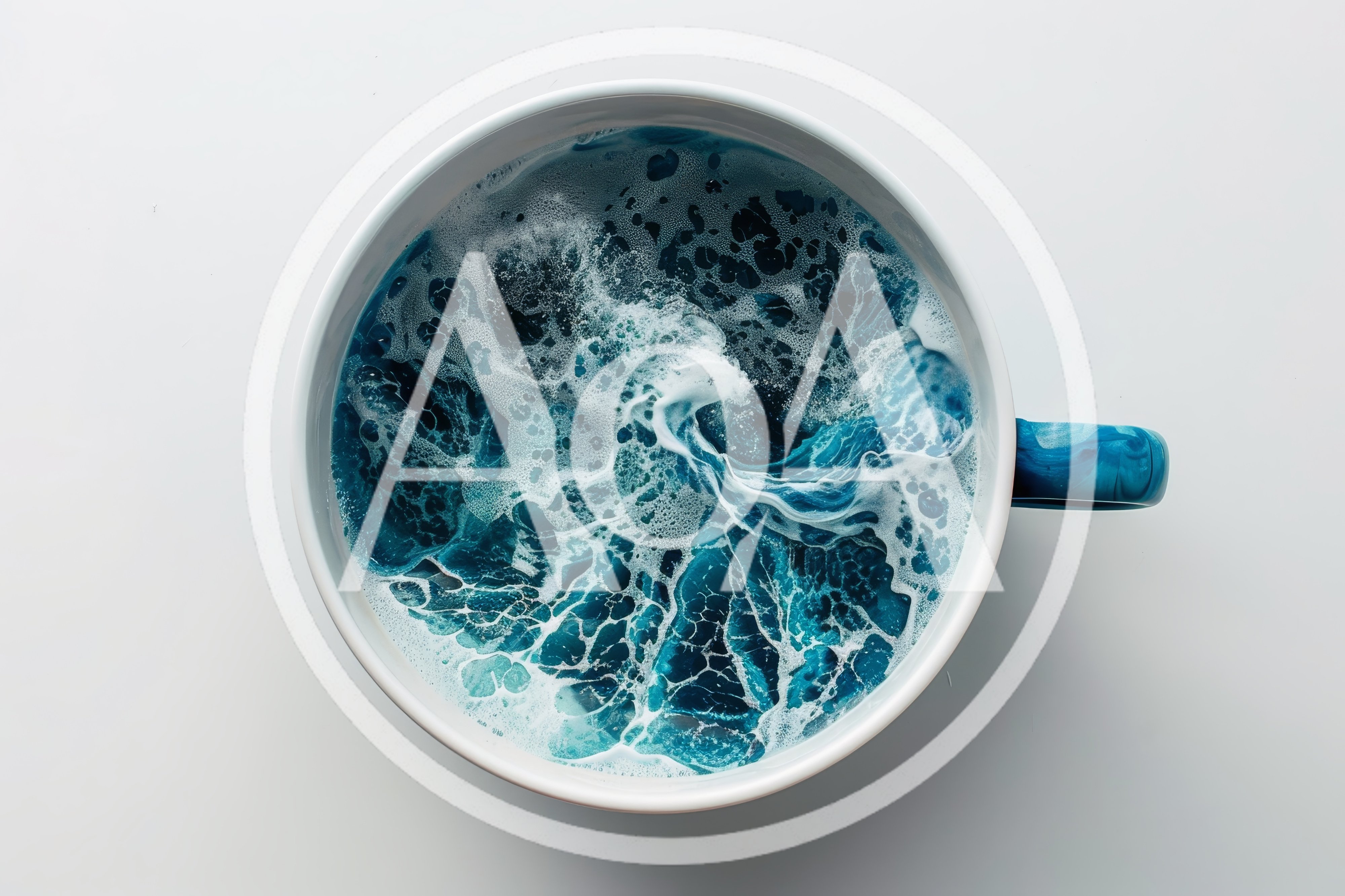 Ocean Waves Swirling Inside A White Coffee Mug