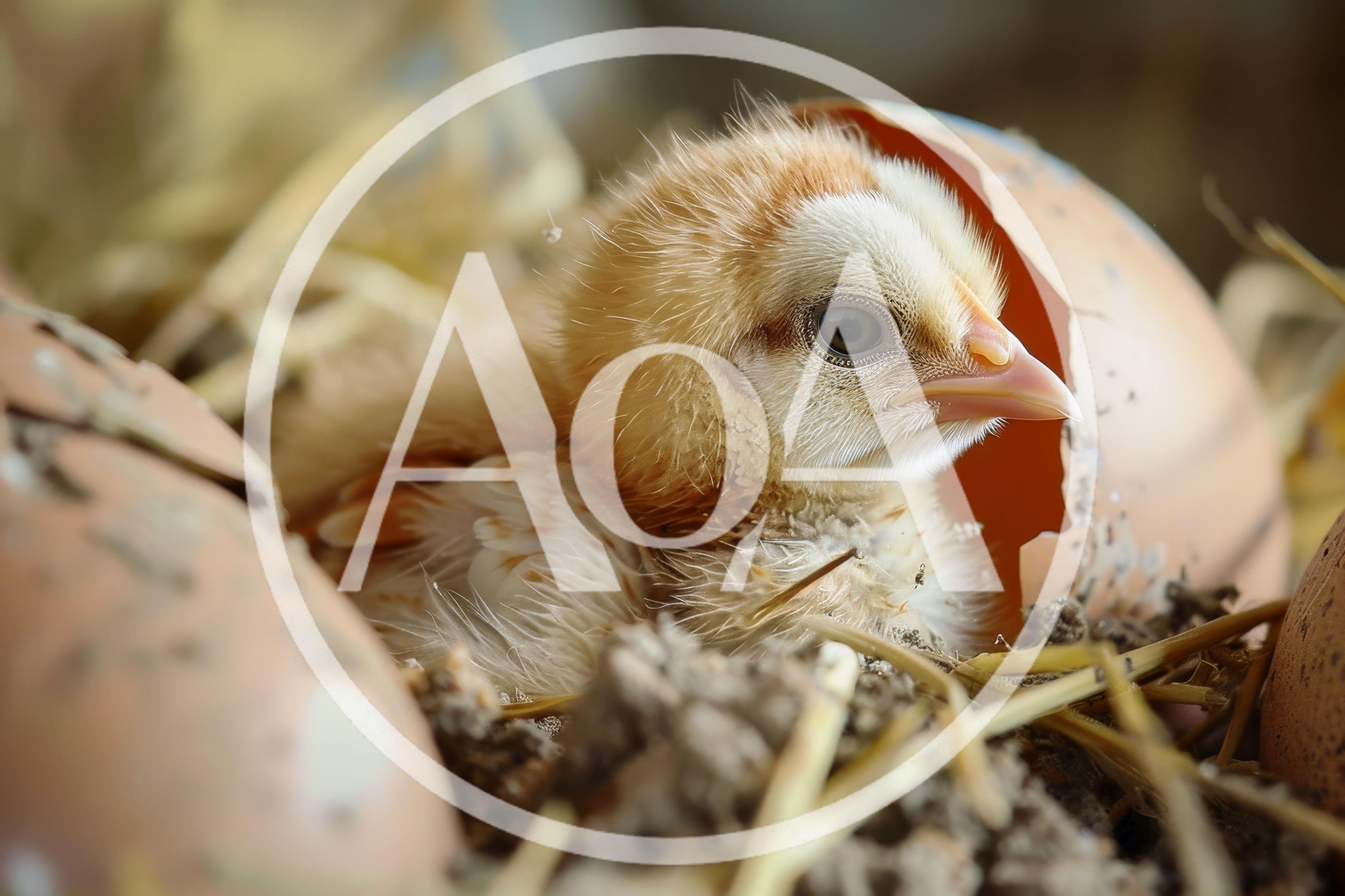 Newborn Chick Resting In Broken Eggshell