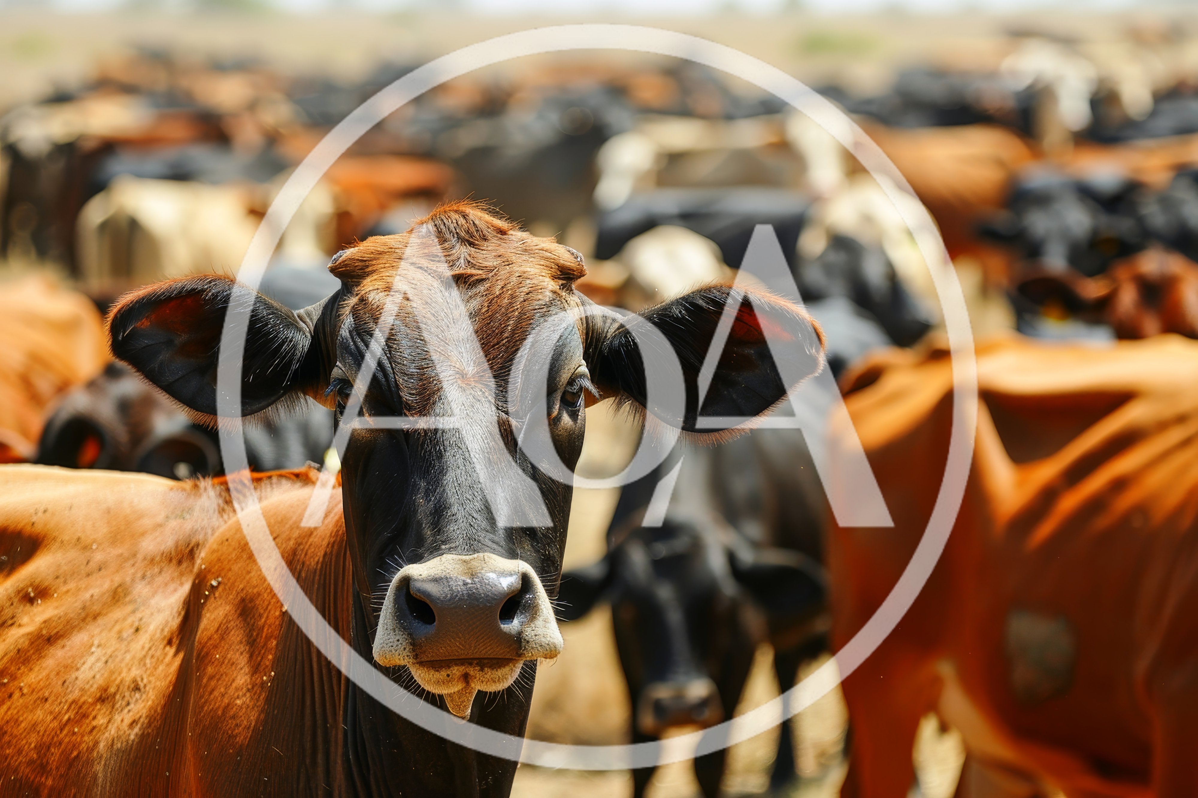 Close Up Portrait Of A Brown And Black Cow