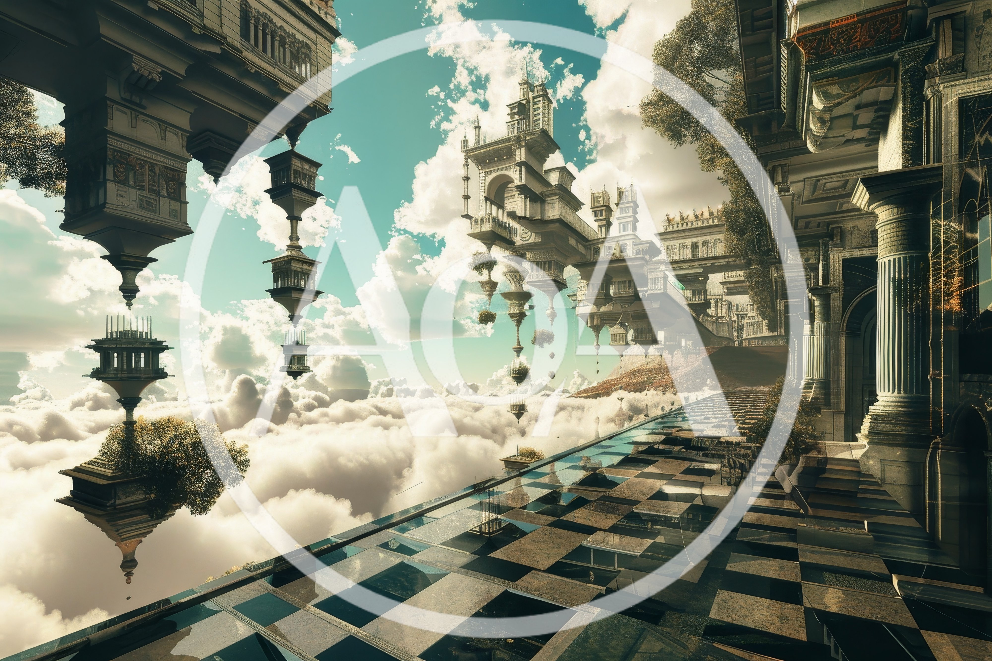 Surreal Floating Architecture Above A Sea Of Clouds