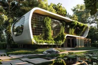 Modern Futuristic Eco-Friendly Villa Surrounded By Lush Forest