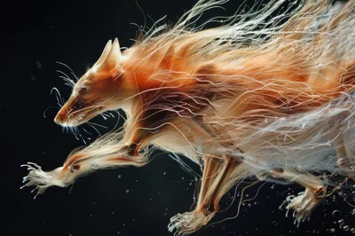 Ethereal Fox Running Through Cosmic Energy