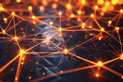 Abstract Digital Network Connection With Glowing Nodes